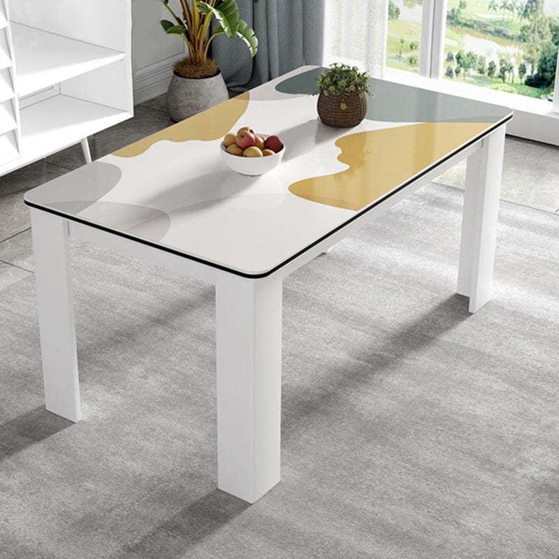 Modern Rectangle Wood Dining Table Metal Base for Dining Room