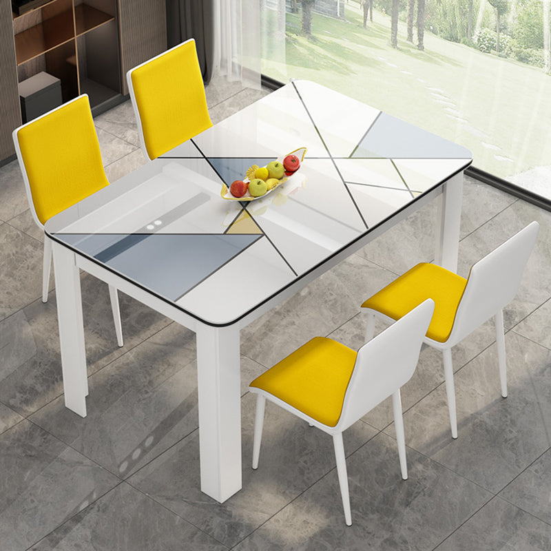 Modern Rectangle Wood Dining Table Metal Base for Dining Room