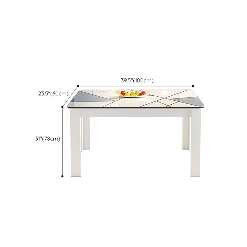 Modern Rectangle Wood Dining Table Metal Base for Dining Room