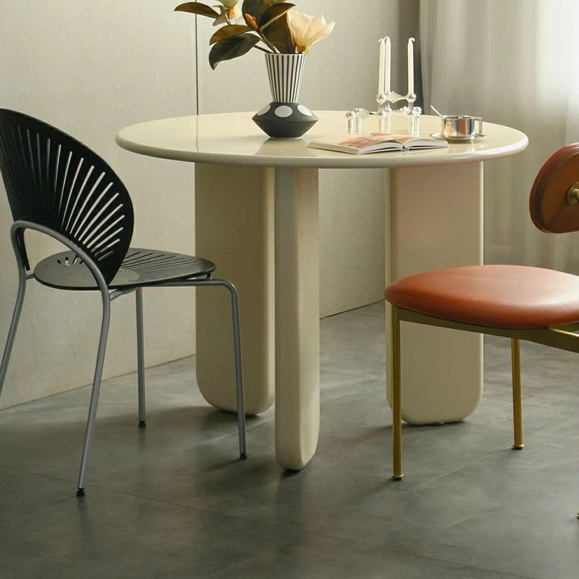 Nordic Round Wood Dining Table White Wooden Legs for Dining Room