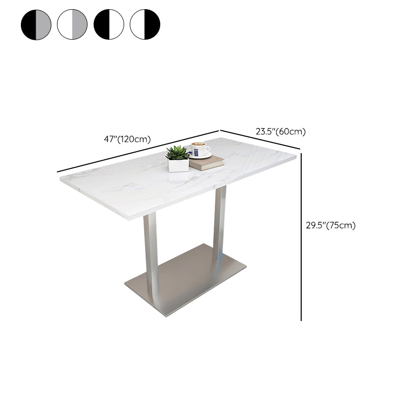 Modern Geometric Stone Dining Table Metal Base for Dining Room