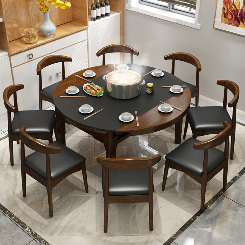 Stone Drop-Leaf Table Contemporary Style Dining Site Table with 4 Legs