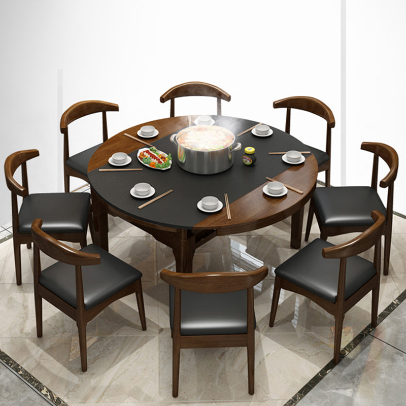 Stone Drop-Leaf Table Contemporary Style Dining Site Table with 4 Legs