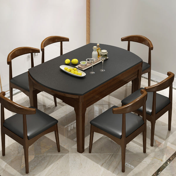 Stone Drop-Leaf Table Contemporary Style Dining Site Table with 4 Legs