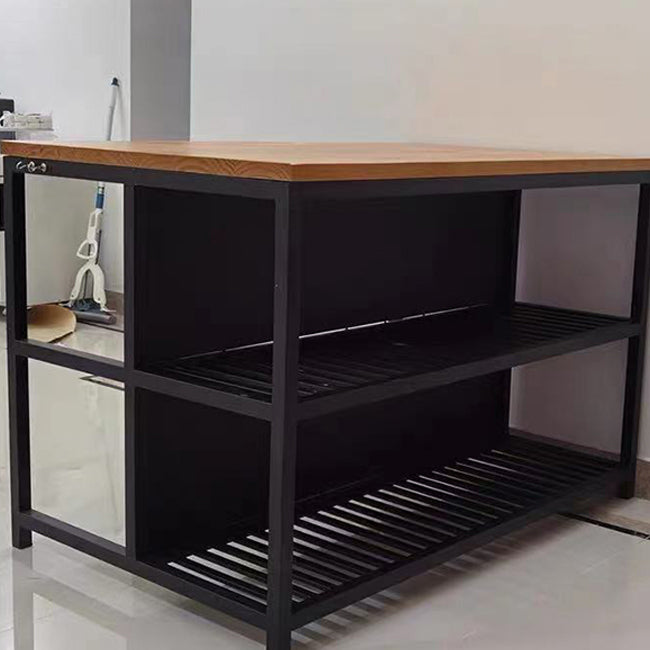 Modern Wood Prep Table Rectangle Island Table for Kitchen Room
