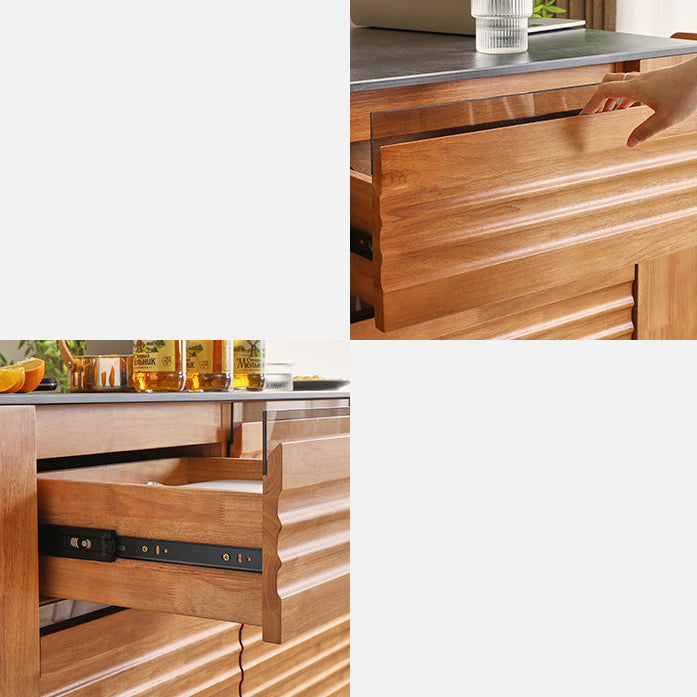 Stationary Kitchen Island Granite Top Kitchen Island Table with 6 Drawers
