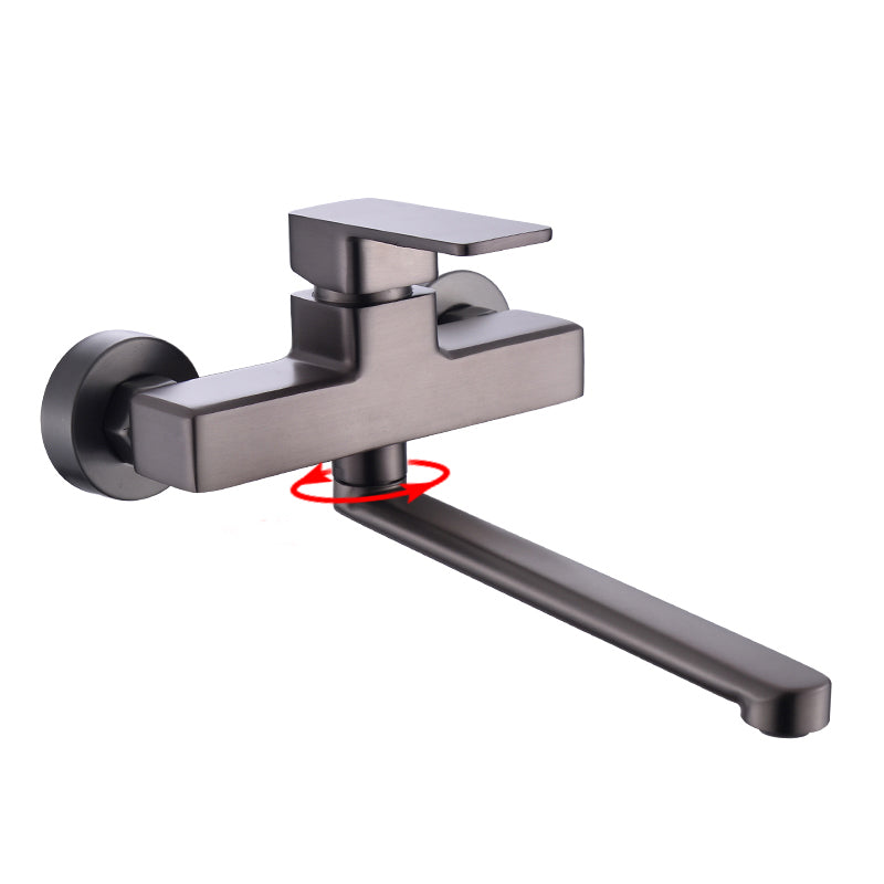 Contemporary Single Handle Kitchen Faucet Double Holds Bar Faucet in Gray