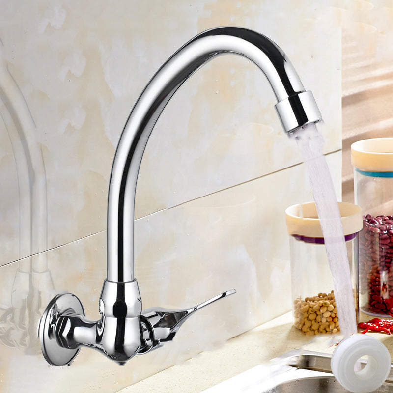 Contemporary Single Handle Kitchen Faucet Wall Mounted 1 Hold Bar Faucet