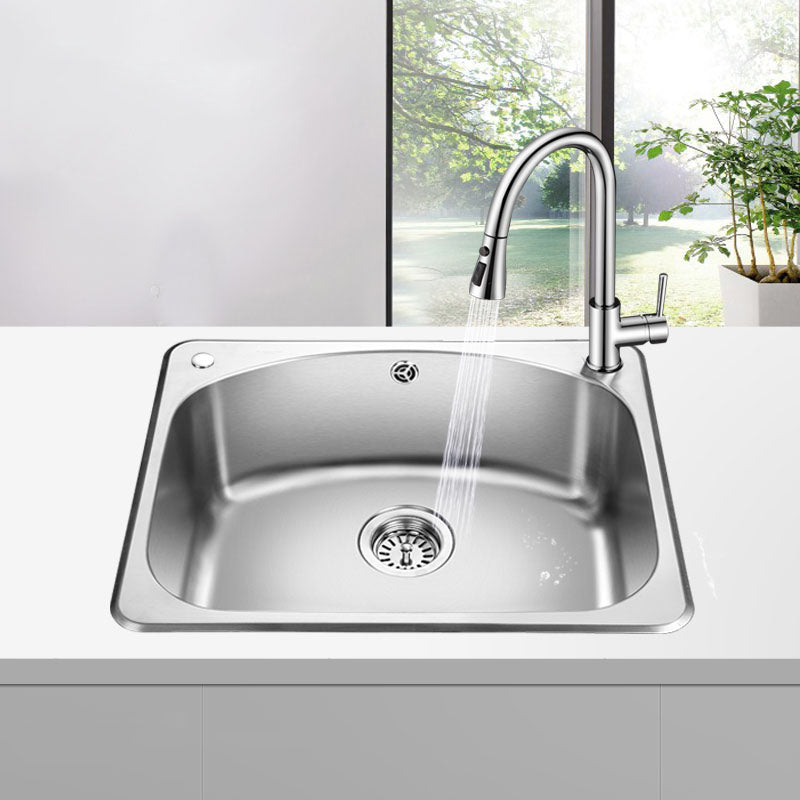 Modern Stainless Steel Kitchen Sink Single Bowl Sink with Basket Strainer