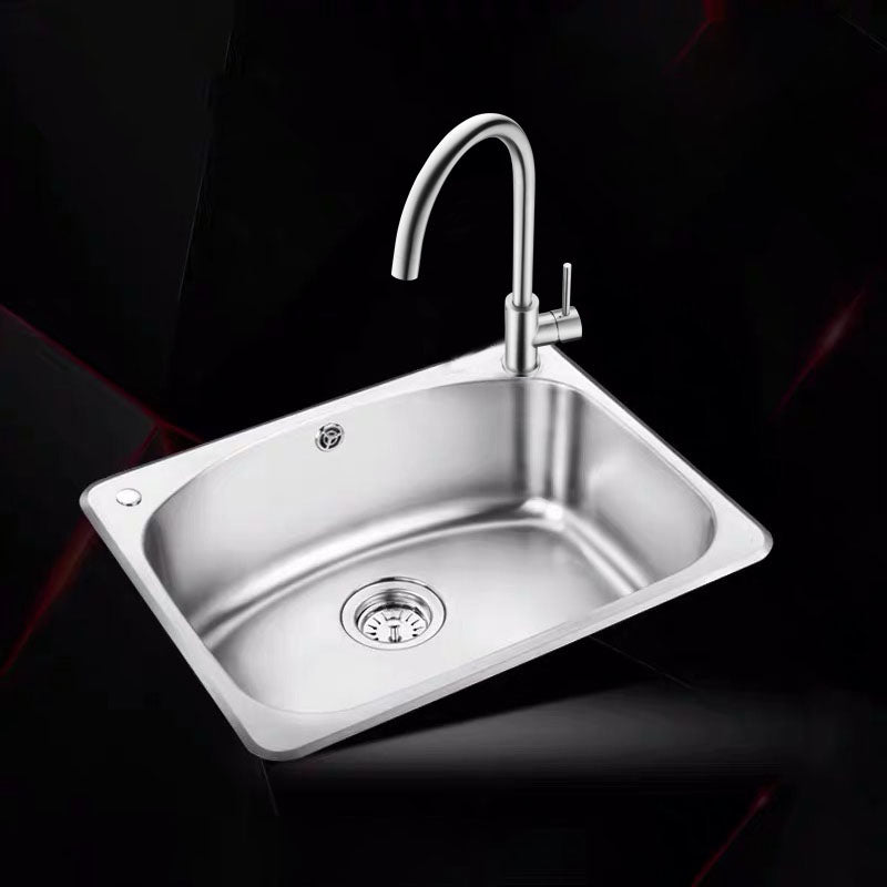 Modern Stainless Steel Kitchen Sink Single Bowl Sink with Basket Strainer