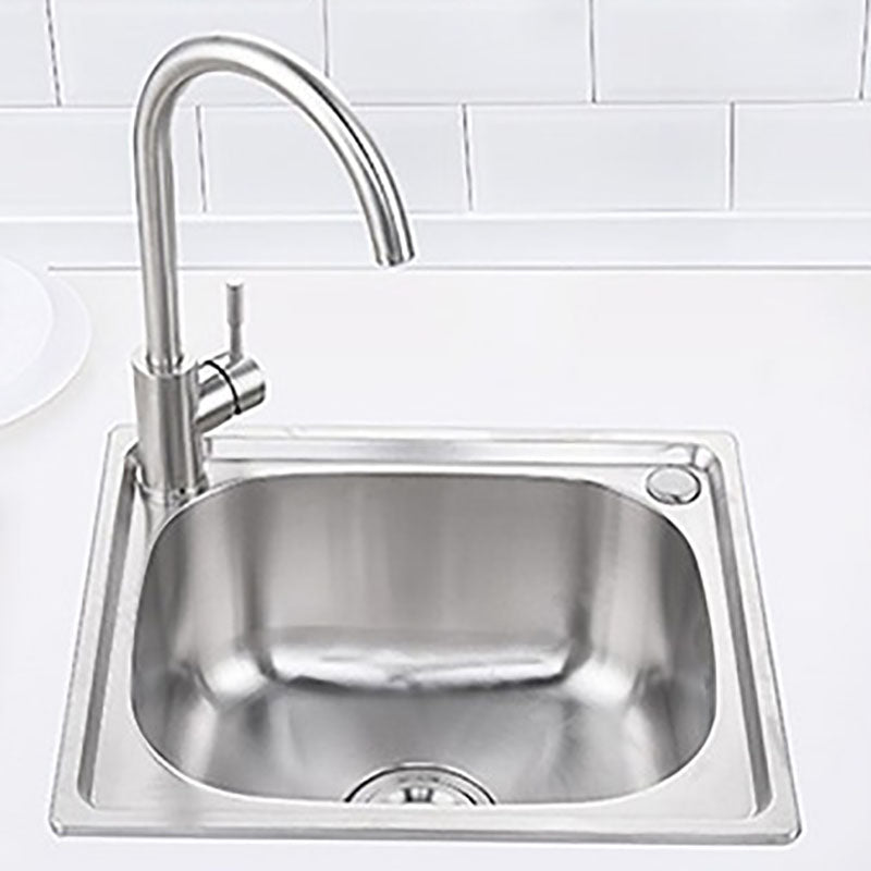 Single Bowl Kitchen Sink Stainless Steel Rectangle Sink with Basket Strainer