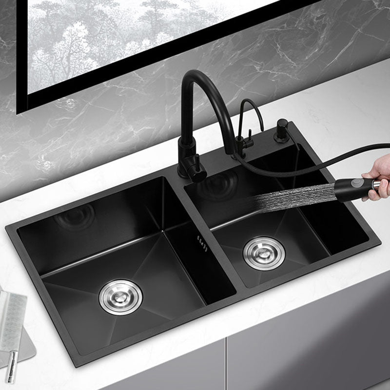 Modern Style Kitchen Sink Soundproof Design Drop-In Stainless Steel Kitchen Double Sink