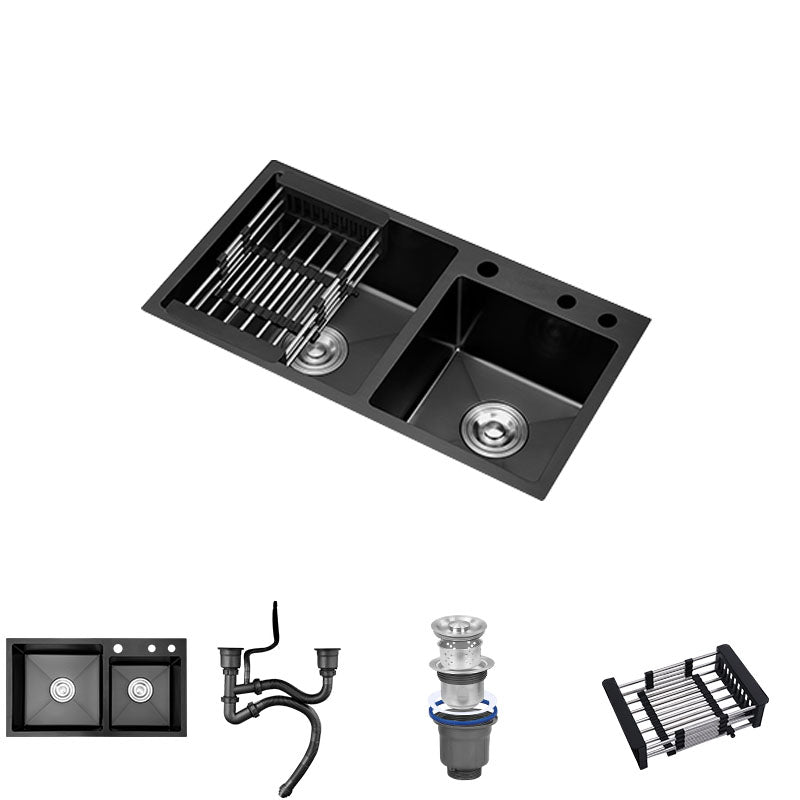 Modern Style Kitchen Sink Soundproof Design Drop-In Stainless Steel Kitchen Double Sink