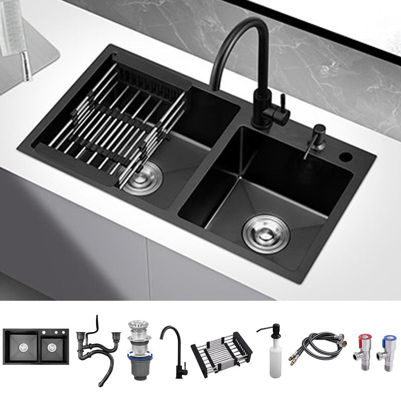 Modern Style Kitchen Sink Soundproof Design Drop-In Stainless Steel Kitchen Double Sink