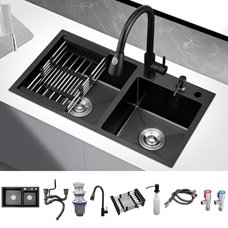 Modern Style Kitchen Sink Soundproof Design Drop-In Stainless Steel Kitchen Double Sink