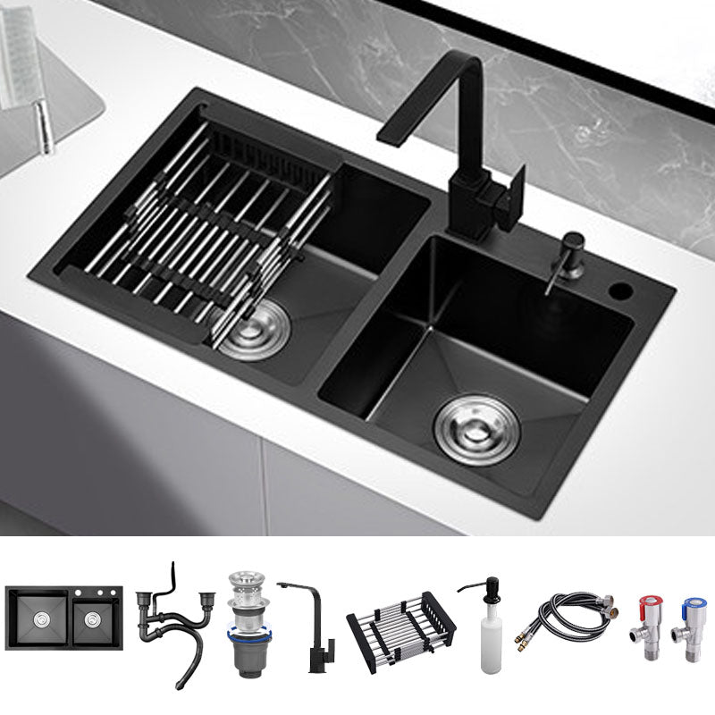 Modern Style Kitchen Sink Soundproof Design Drop-In Stainless Steel Kitchen Double Sink