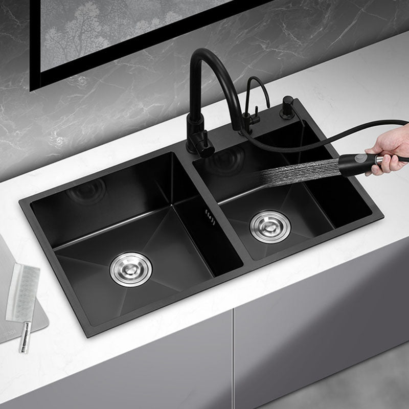 Modern Style Kitchen Sink Soundproof Design Drop-In Stainless Steel Kitchen Double Sink