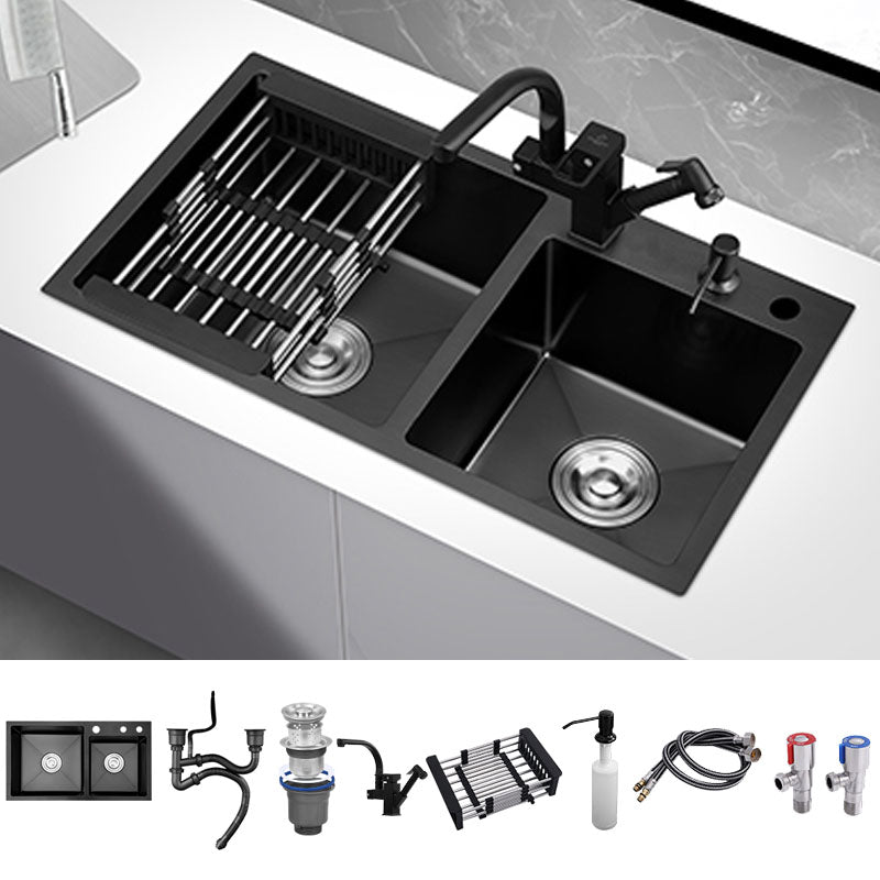 Modern Style Kitchen Sink Soundproof Design Drop-In Stainless Steel Kitchen Double Sink