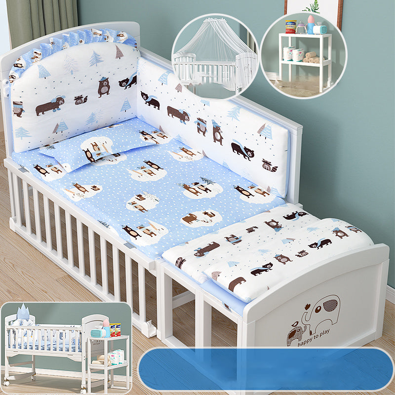 Solid Wood Nursery Bed Farmhouse Animal Pattern Nursery Crib