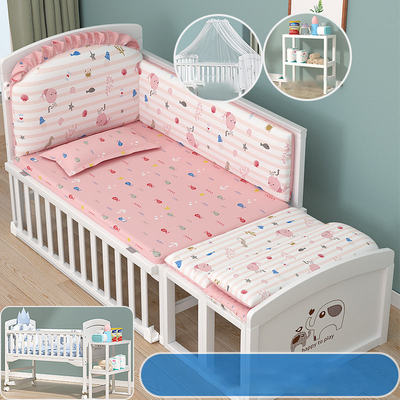 Solid Wood Nursery Bed Farmhouse Animal Pattern Nursery Crib