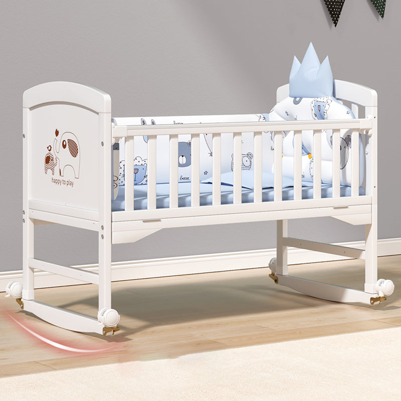 Solid Wood Nursery Bed Farmhouse Animal Pattern Nursery Crib