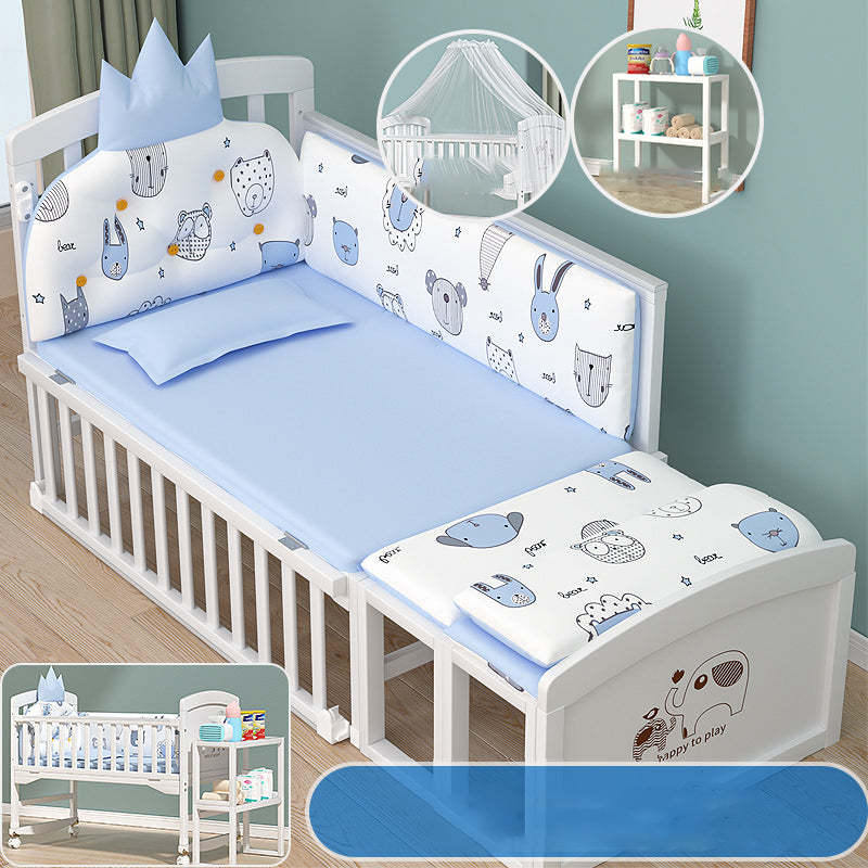 Solid Wood Nursery Bed Farmhouse Animal Pattern Nursery Crib