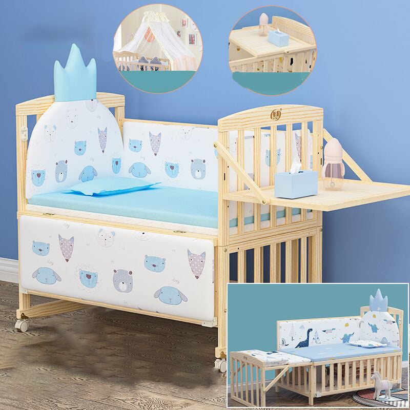 Farmhouse Storage Nursery Bed Animal Pattern Wood Nursery Crib