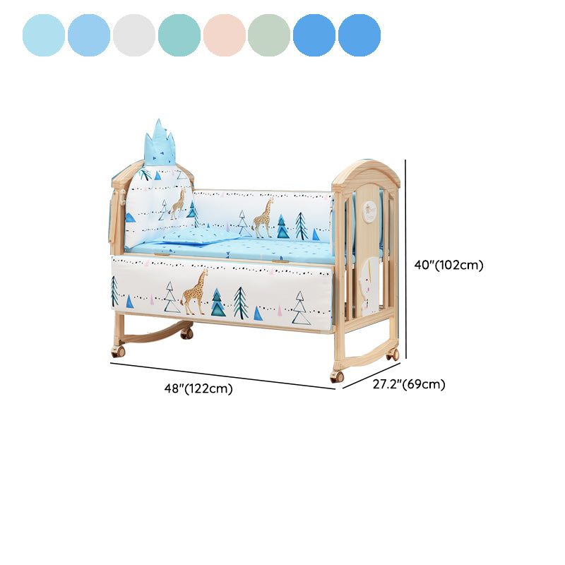 Brown Farmhouse Nursery Crib Pattern Wood Nursery Bed with Storage