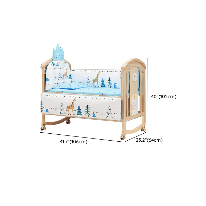 Brown Farmhouse Nursery Crib Pattern Wood Nursery Bed with Storage