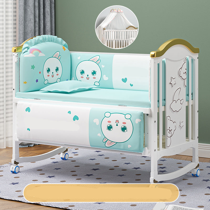 Rectangle Modern Nursery Crib Contrast Color Wood Nursery Bed