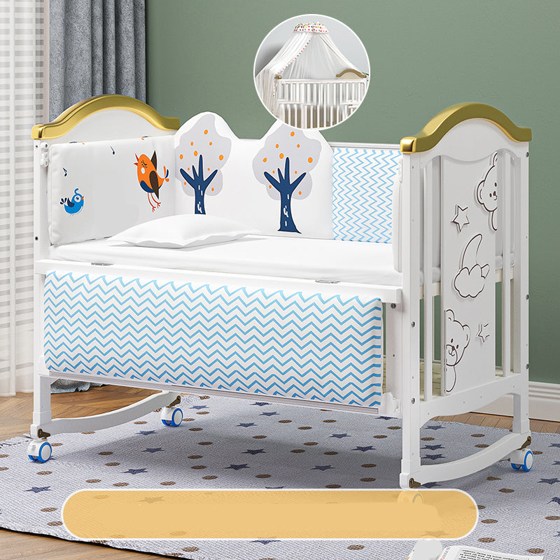 Rectangle Modern Nursery Crib Contrast Color Wood Nursery Bed