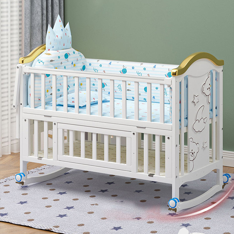 Rectangle Modern Nursery Crib Contrast Color Wood Nursery Bed