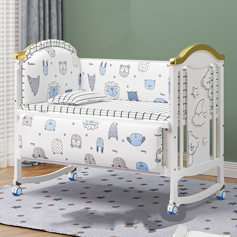 Rectangle Modern Nursery Crib Contrast Color Wood Nursery Bed