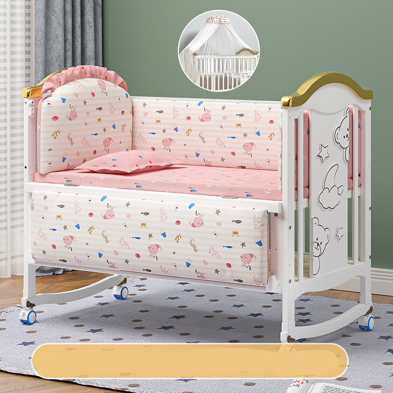 Rectangle Modern Nursery Crib Contrast Color Wood Nursery Bed