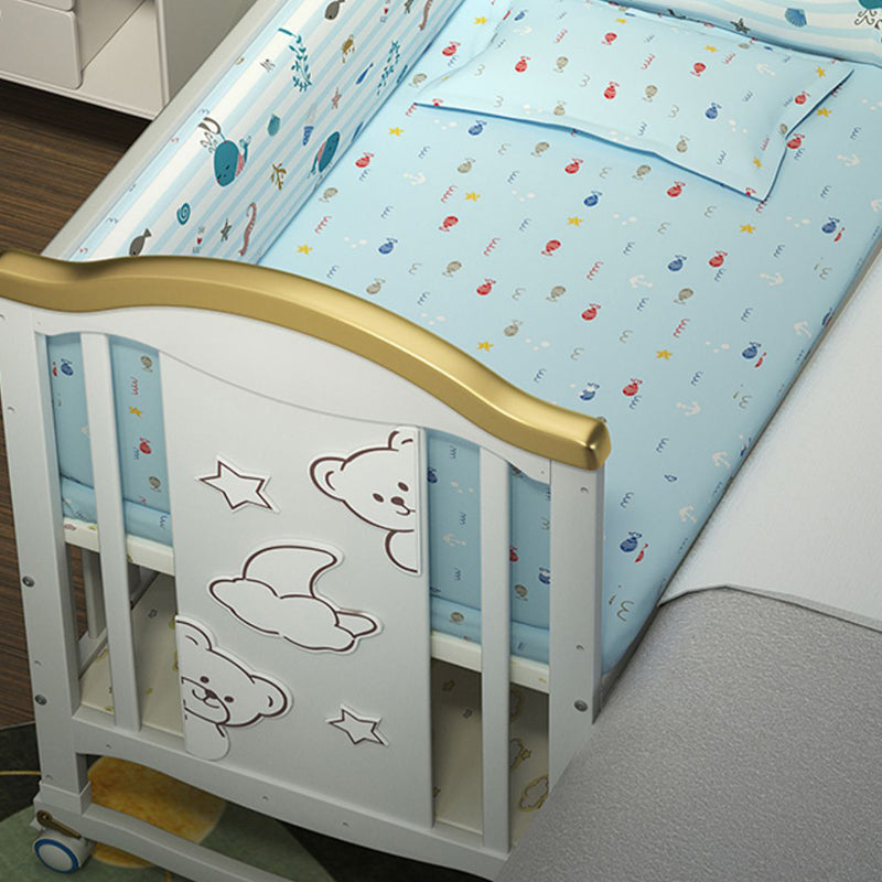 Rectangle Modern Nursery Crib Contrast Color Wood Nursery Bed