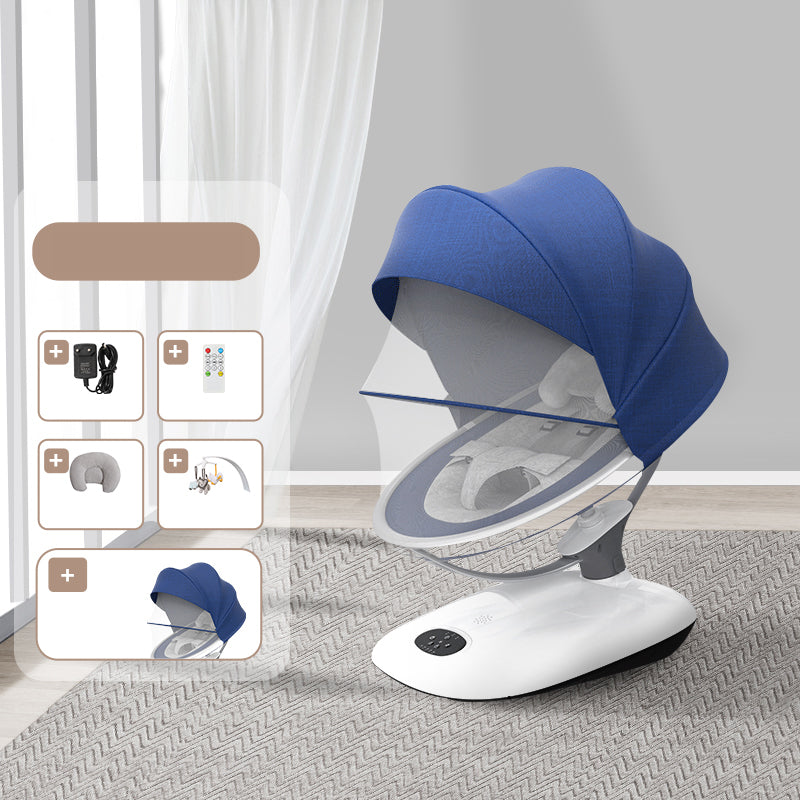 Metal Baby Bassinet Oval White Adjustable Crib Cradle with Bedding
