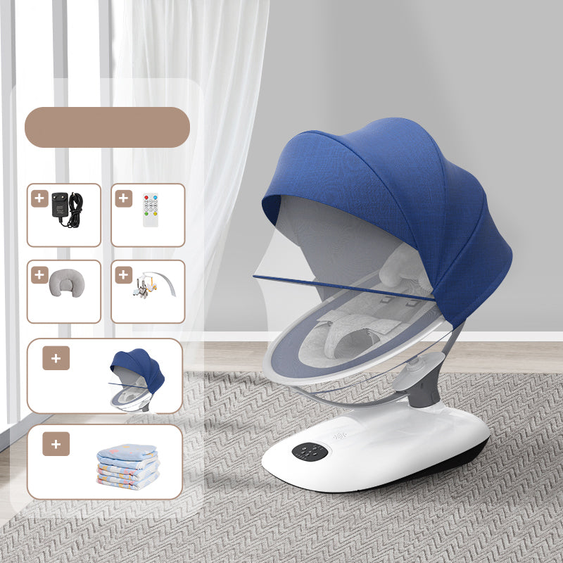 Metal Baby Bassinet Oval White Adjustable Crib Cradle with Bedding