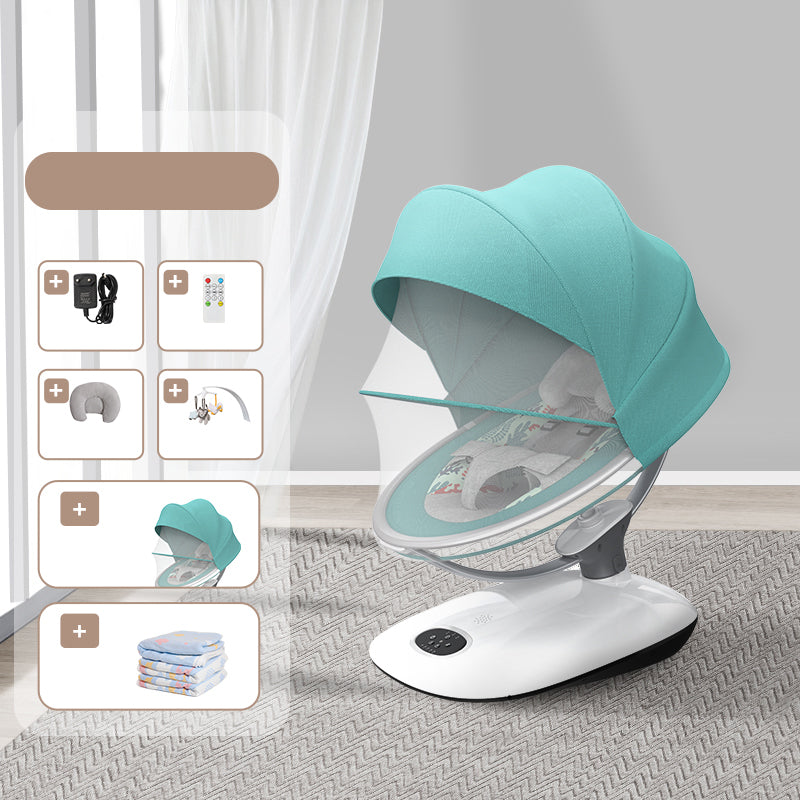 Metal Baby Bassinet Oval White Adjustable Crib Cradle with Bedding