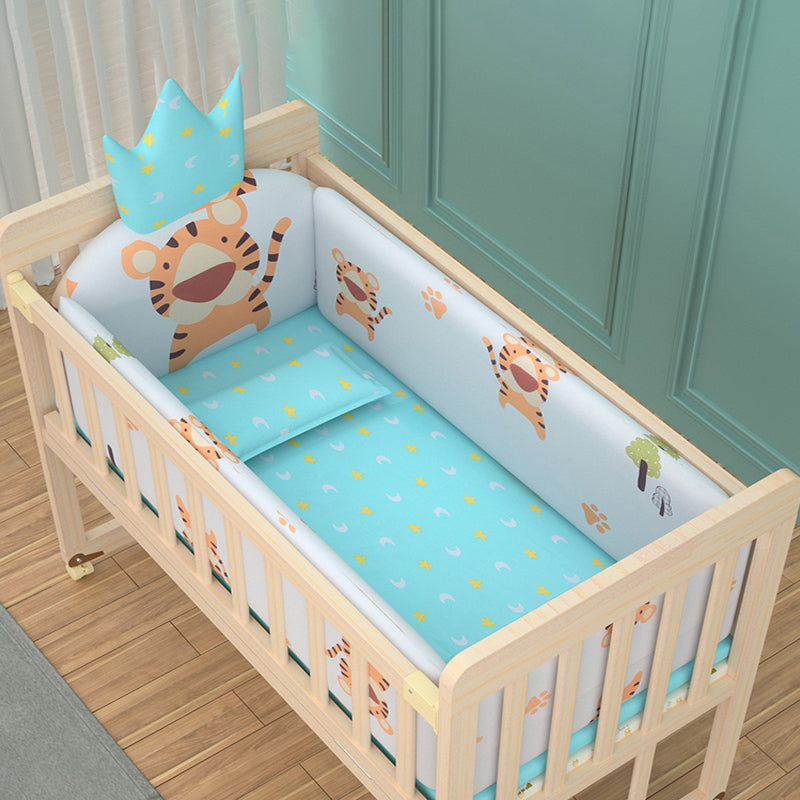 Solid Wood Rocking Baby Crib Cradle Rectangle with 4 Wheels Cradle