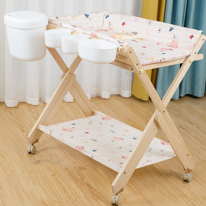 Modern Wooden Baby Changing Table Safety Rails Changing Table with Shelf
