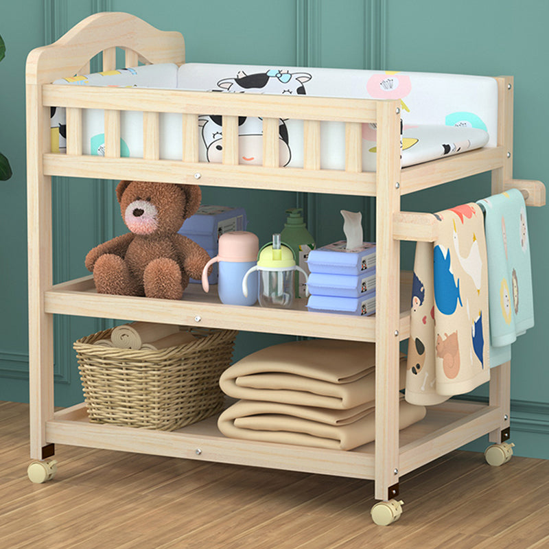 Modern Wooden Baby Changing Table Safety Rails Changing Table with Shelves