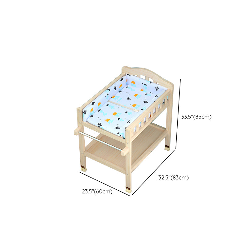 Modern Wooden Baby Changing Table Safety Rails Changing Table with Shelves