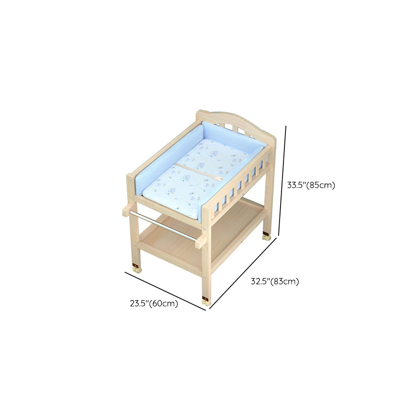 Modern Wooden Baby Changing Table Safety Rails Changing Table with Shelves
