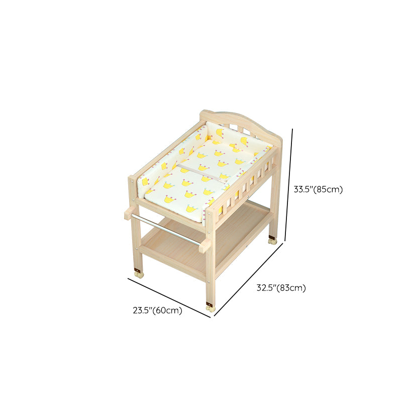 Modern Wooden Baby Changing Table Safety Rails Changing Table with Shelves