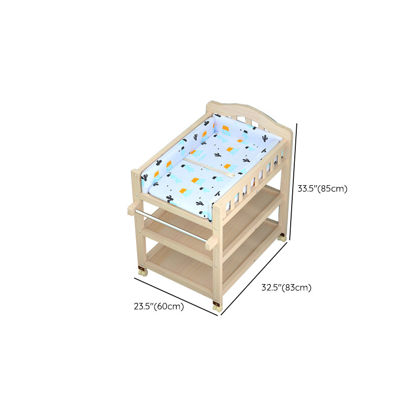 Modern Wooden Baby Changing Table Safety Rails Changing Table with Shelves