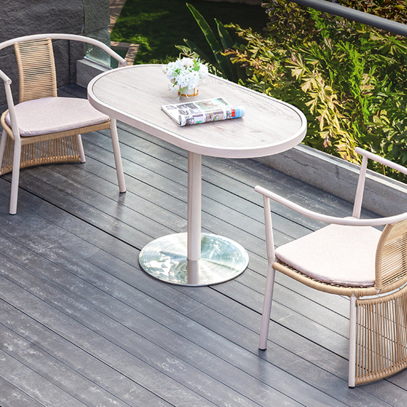 3 Pieces Dining Table Set UV Resistant Modern Oval Bistro Table Set