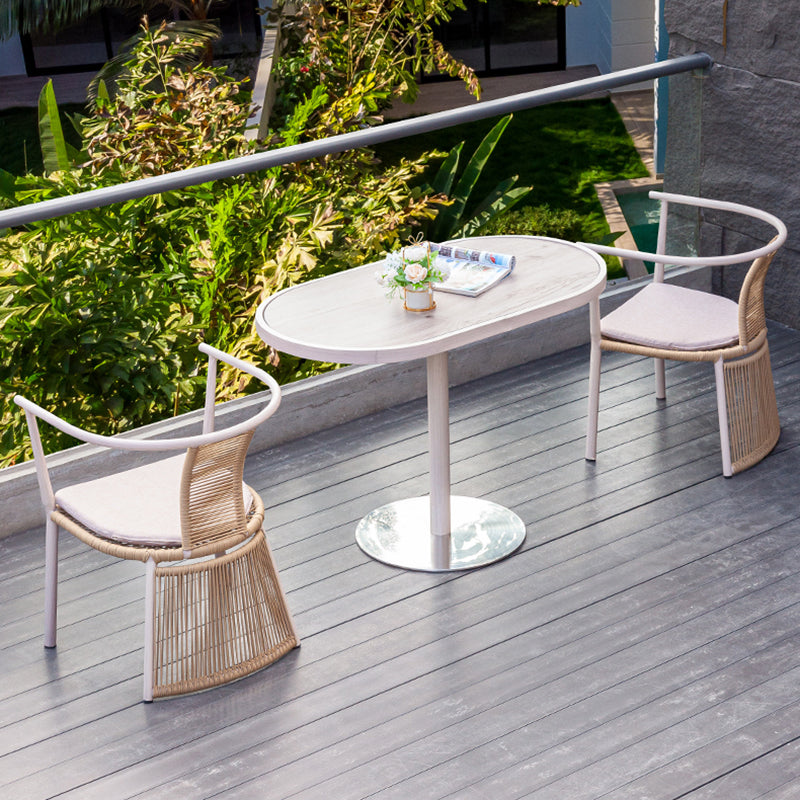 3 Pieces Dining Table Set UV Resistant Modern Oval Bistro Table Set