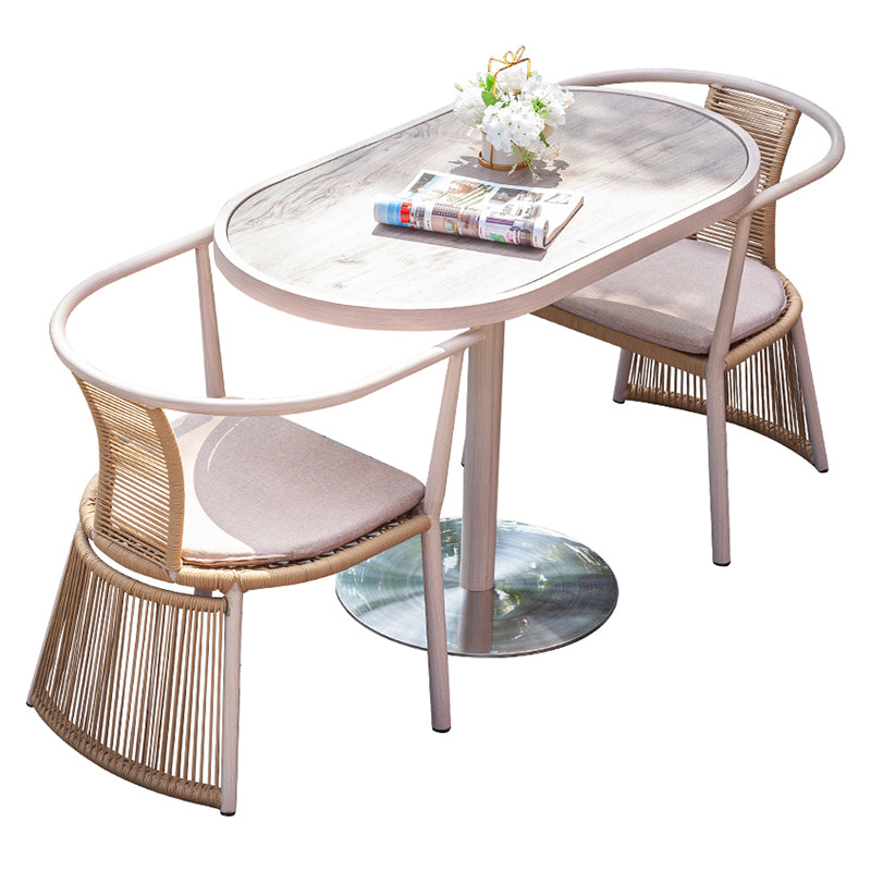 3 Pieces Dining Table Set UV Resistant Modern Oval Bistro Table Set