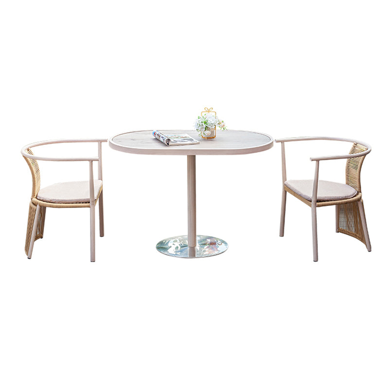 3 Pieces Dining Table Set UV Resistant Modern Oval Bistro Table Set