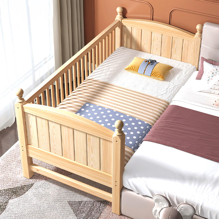 Washed Natural Pine Nursery Crib Modern Nursery Crib with Guardrail